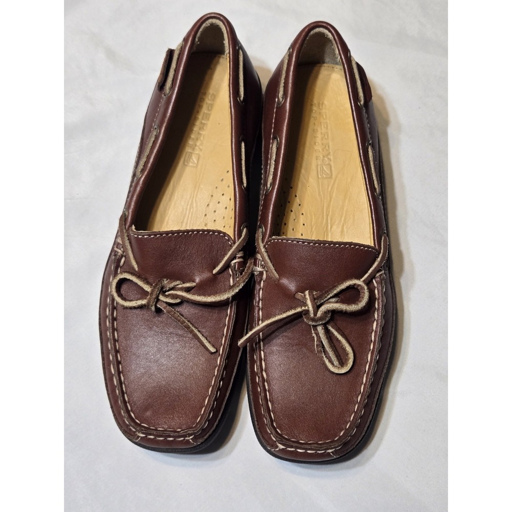 Sperry Top Sider Leather Driving Moccasins Womens 6.5M Brown Loafer Classic Prep